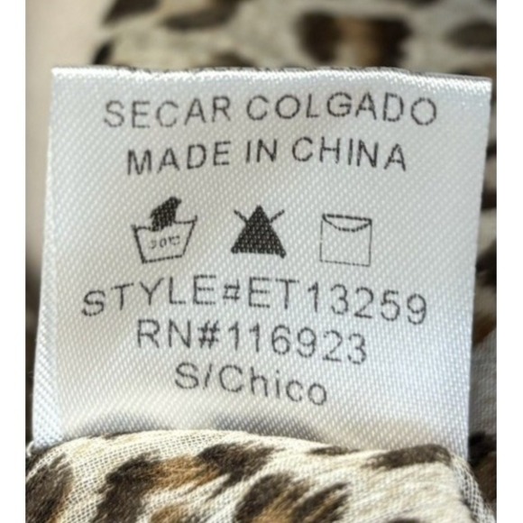 Easel Sheer Blouse Size Small Women's Leopard Print Tie Neck Boho Long Sleeves - Picture 8 of 9